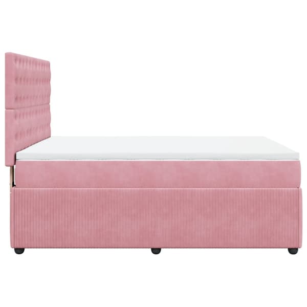 Ramsäng med madrass rosa 160x200 cm sammet