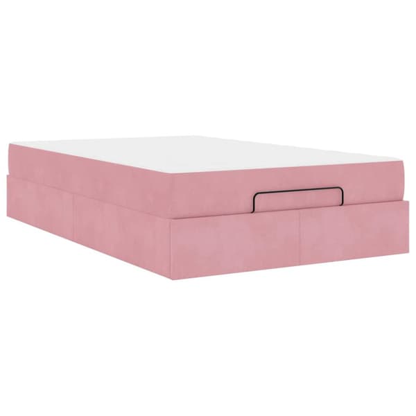 Sängram med madrass 2 pcs Rosa Sammet