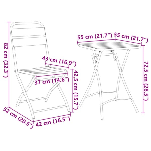 Bistroset 3 pcs Beige Stål