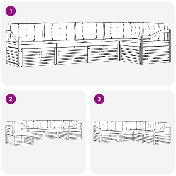 Utomhussoffset med kudde 5 pcs Vit och antracit Polyester