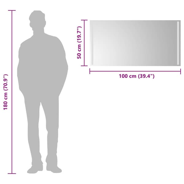 LED Badrumsspegel Transparent 100 x 50 cm härdat glas
