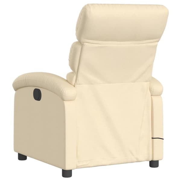 Massagefåtölj gräddvit tyg