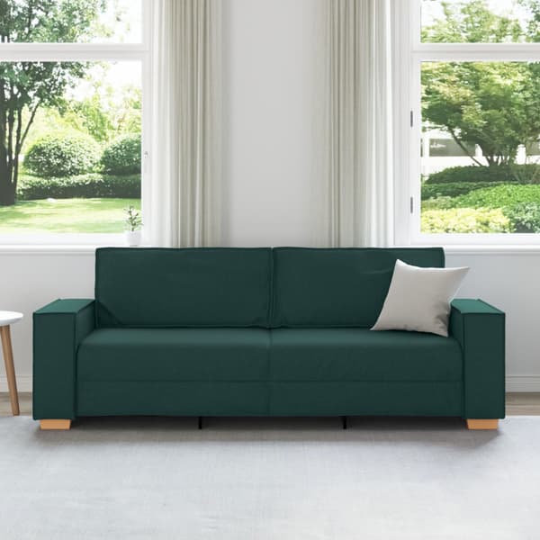 3-Sits soffa Mörkgrön 220 cm tyg