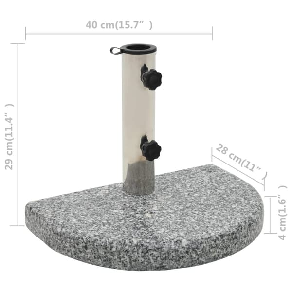 Parasollfot granit 10 kg halvrund grå