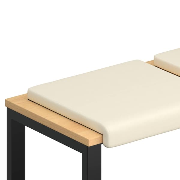 Bänk kudde 2 st Texturerad Sammet Gräddvit Djup 35 cm