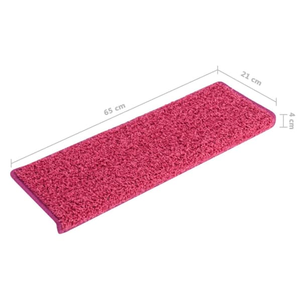 Trappmattor 15 st 65x21x4 cm rosa rektangulär kant