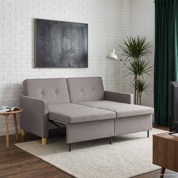 Pull Out Sofa Bed Taupe Tyg