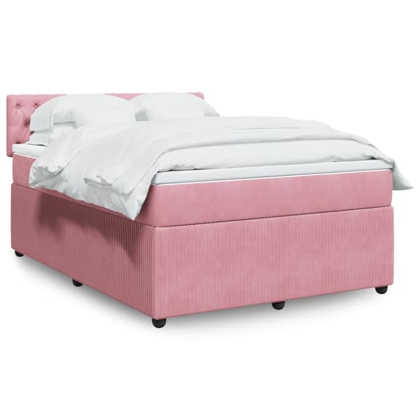 Ramsäng med madrass rosa 160x200 cm sammet