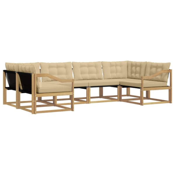 Utomhussoffset med kudde 6 pcs Vit och Beige