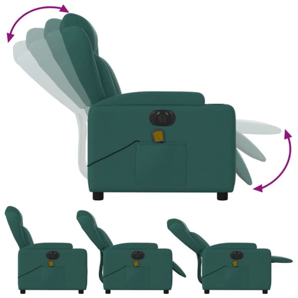 Elektrisk massagefåtölj mörkgrön tyg