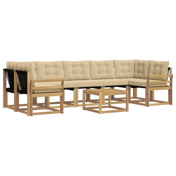 Utomhussoffset med kudde 8 pcs Vit och Beige