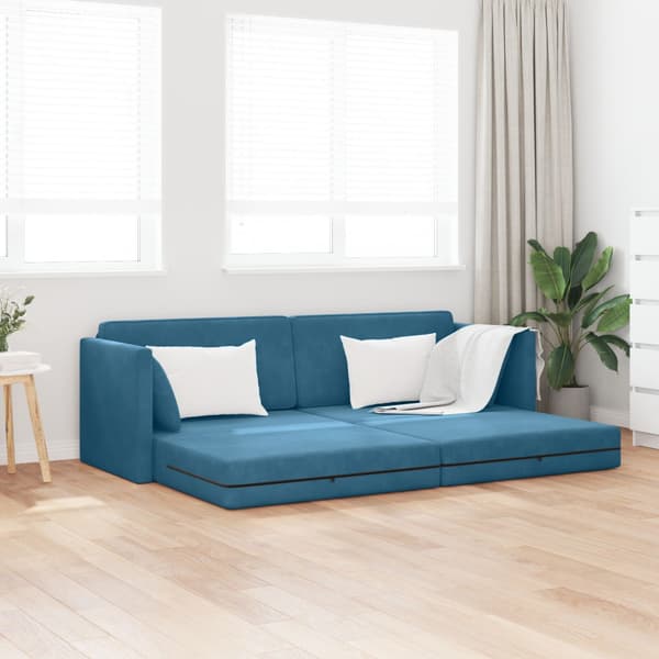 Golvbäddsoffa Blå 213 x 70 x 77 cm Sammet