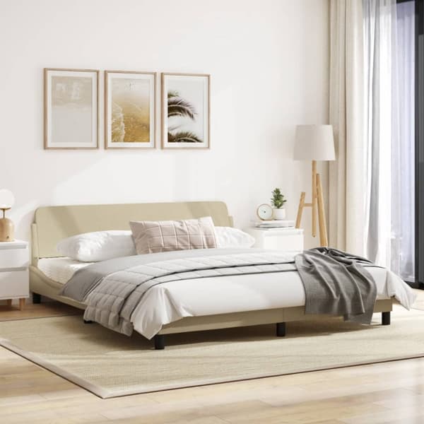 Bed Frame "Dover" Cream 180x200 cm Fabric