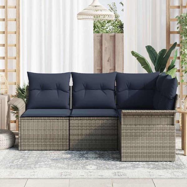 Trädgårdsoffset med lagring 4 pcs Grå konstrotting