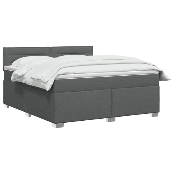 Boxspring säng med madrass och LED Mörkgrå 140 x 190 cm Tyg
