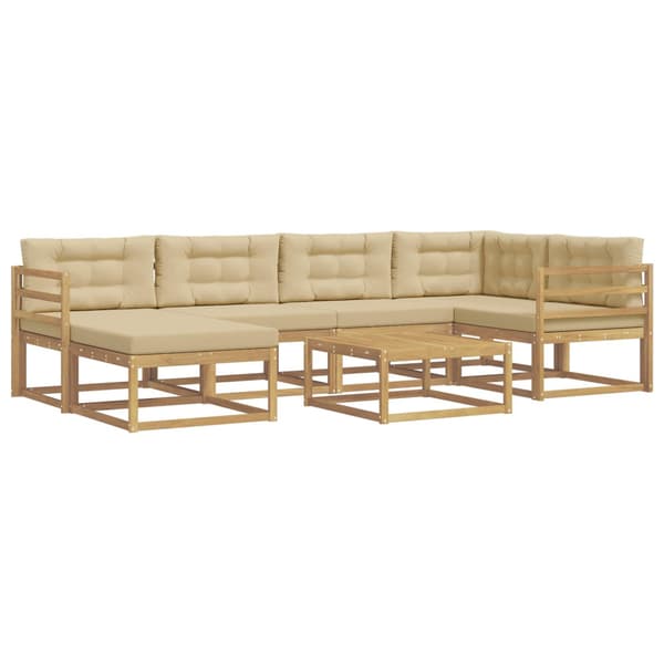 Utomhussoffset 7 pcs Vit och Beige
