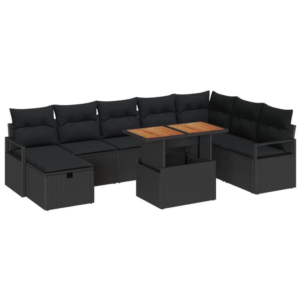 Trädgårdsoffset 9 pcs Svart konstrotting