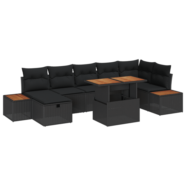 Trädgårdsoffset 8 pcs Svart konstrotting