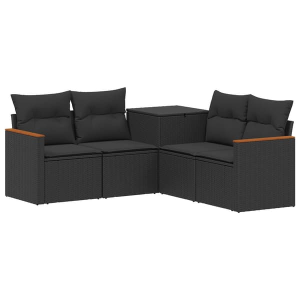 Soffset 5 st Svart Poly Rattan och stål
