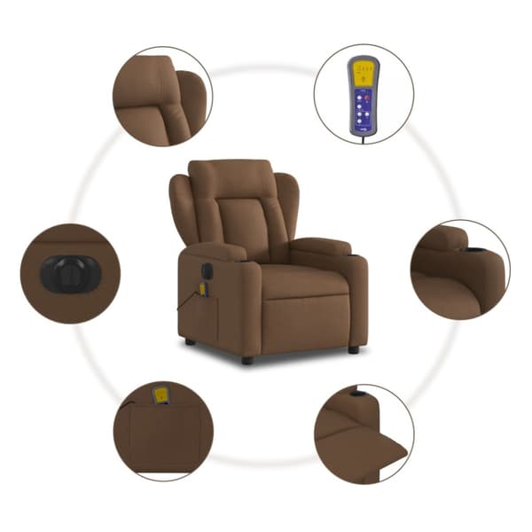 Elektrisk massagefåtölj brun tyg