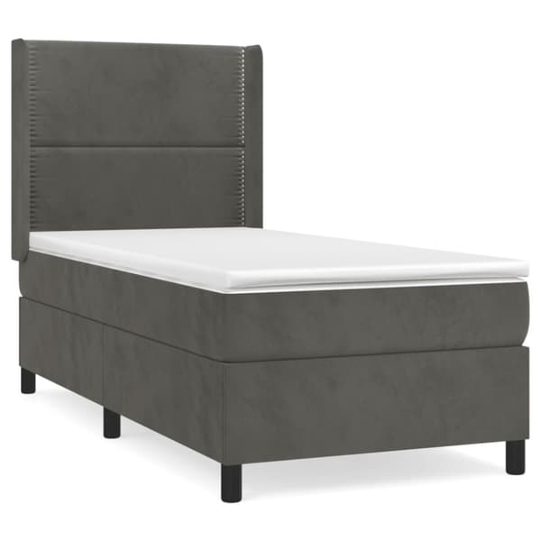 Ramsäng med madrass mörkgrå 80x200 cm sammet