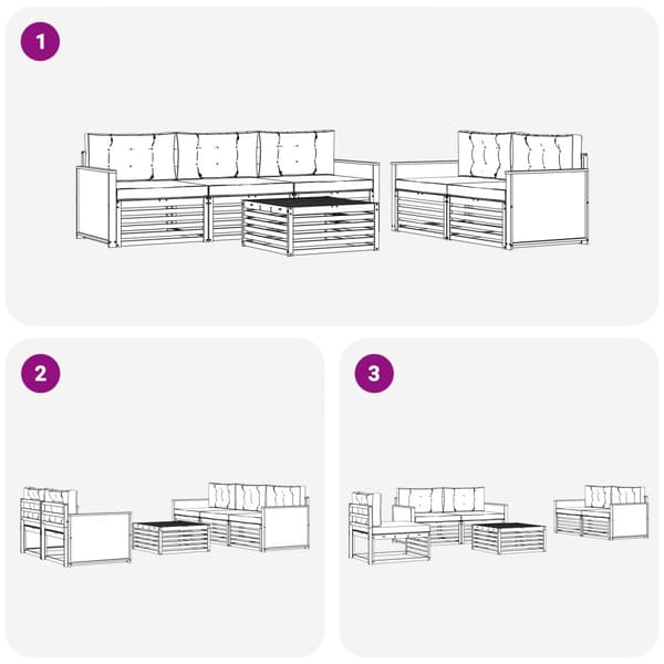 Utomhussoffset 6 pcs Naturlig och ljusgrå