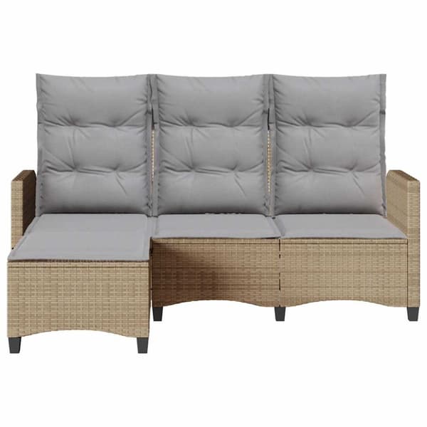 Fällbar trädgårdssoffa med dynor L-formad beige konstrotting