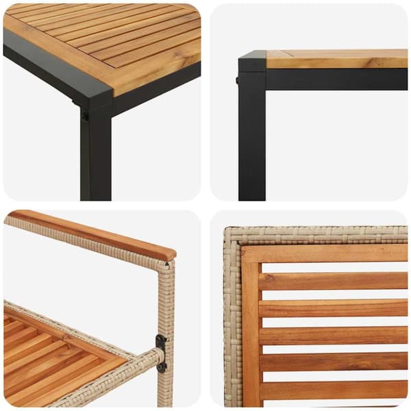 Trädgårdsmöbelset 7 pcs Beige och brun konstrotting