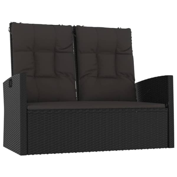 Trädgårdssoffa med dynor svart 118 cm konstrotting