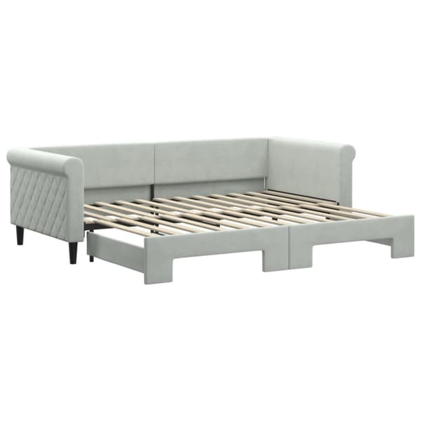 Dagbädd utdragbar ljusgrå 90x200 cm sammet