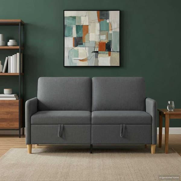 Soffa med förvaring Mörkgrå 152 x 78 x 87 cm Polyester