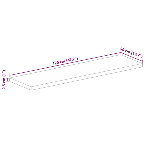Bordsskiva 120x50x2,5 cm rektangulär massiv akacia