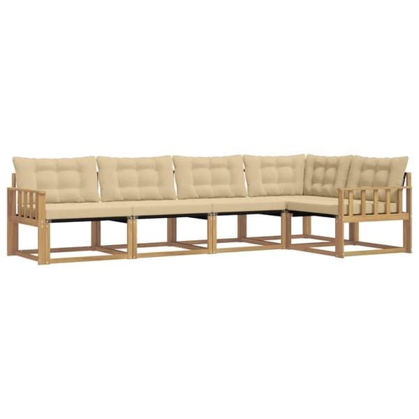 Utomhussoffset med kudde 5 pcs Vit och Beige