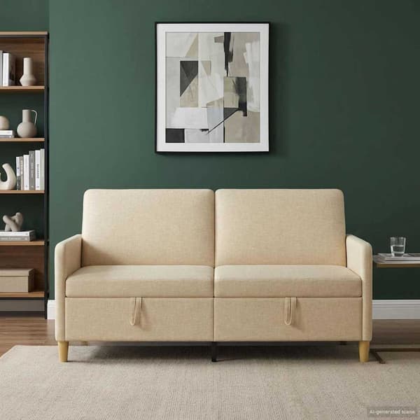 Soffa med förvaring Gräddvit 172 x 78 x 87 cm Polyester