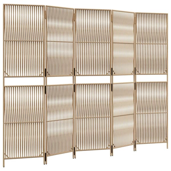 Rumsavdelare 5 paneler beige konstrottning