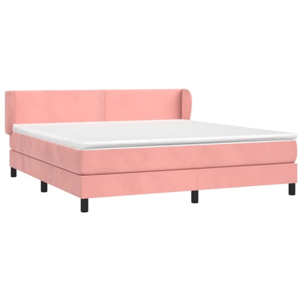 Ramsäng med madrass rosa 160x200 cm sammet