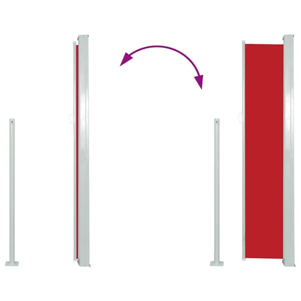 Infällbar sidomarkis 100x500 cm röd