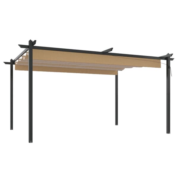 Paviljong med infällbart tak 4x3 m taupe