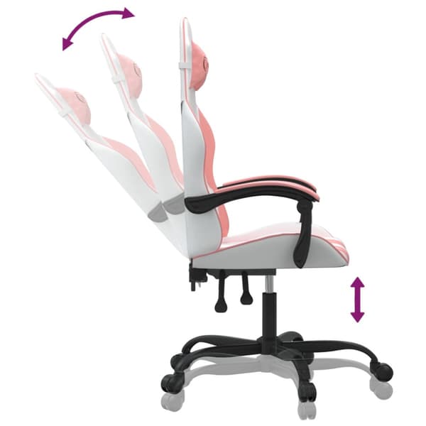 Gamingstol vit och rosa konstläder