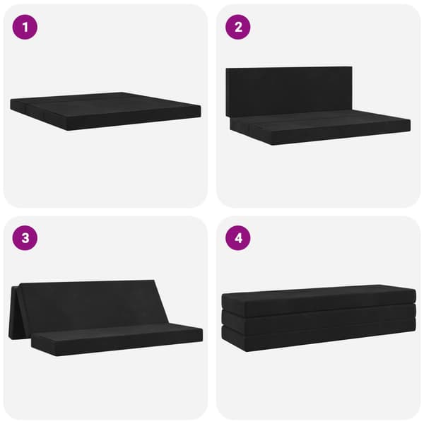 Fällbar Soffbed 200 x 67 x 45 cm Svart