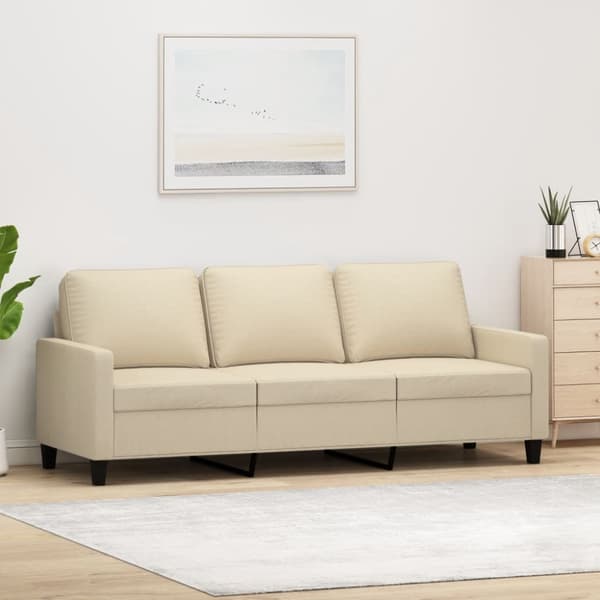 3-sitssoffa gräddvit 180 cm tyg