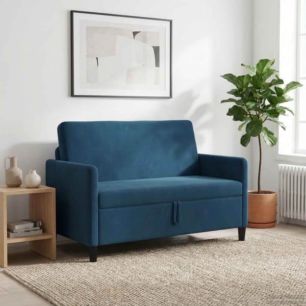 Soffa med förvaring Blå 122 x 78 x 87 cm Polyester