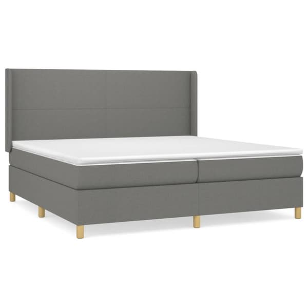 Ramsäng med madrass mörkgrå 200x200 cm tyg