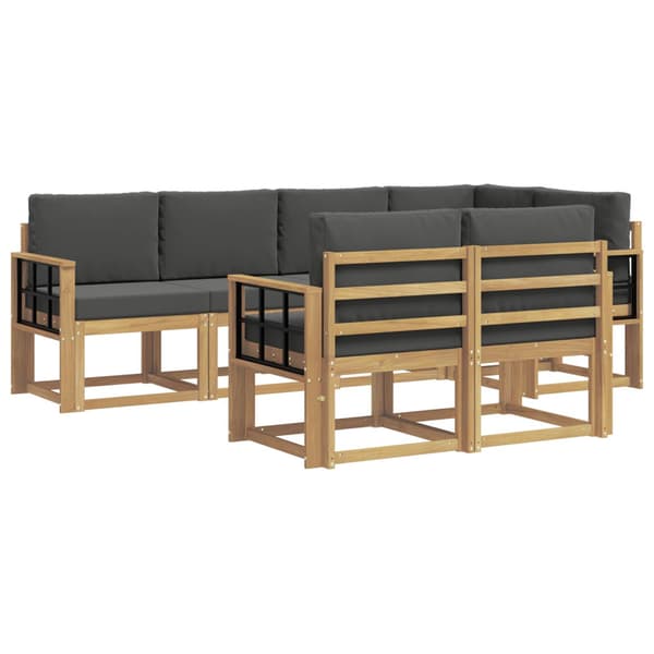 Utomhussoffset med kudde 7 pcs Vit och antracit Polyester