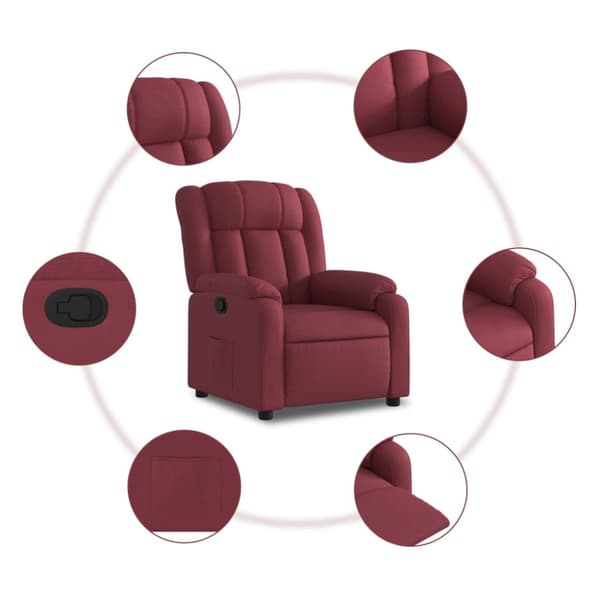 Reclinerfåtölj vinröd tyg