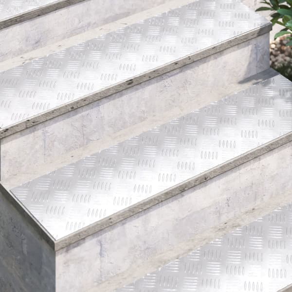 Trappsteg Rektangulär 2 pcs Silver 100 x 25 cm Aluminium