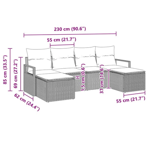 Soffset 6 pcs Brun konstrotting