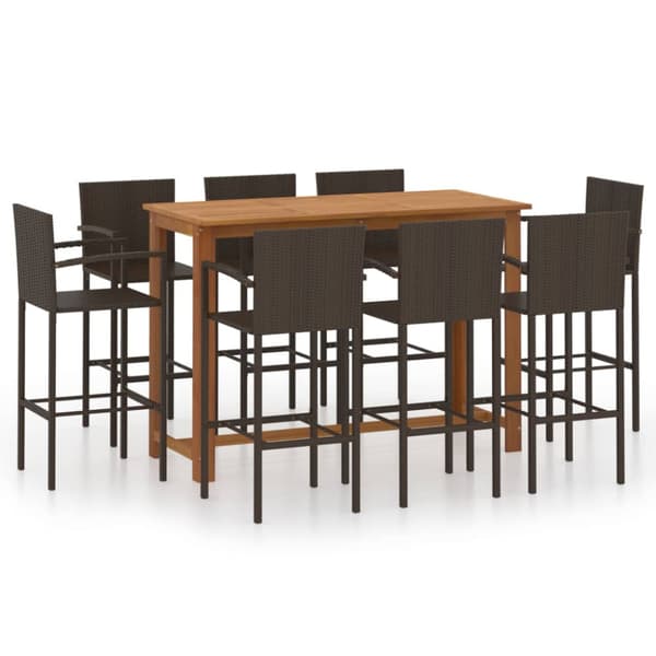 Bargrupp för trädgården 9 delar brun