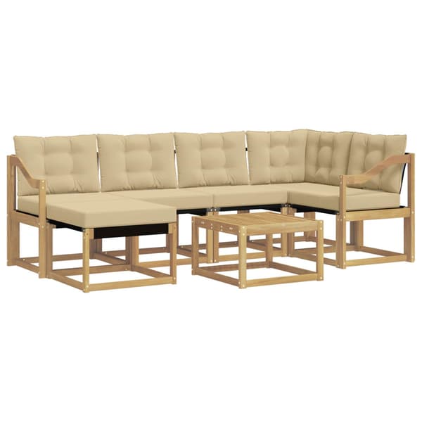 Utomhussoffset med kudde 7 pcs Vit och Beige