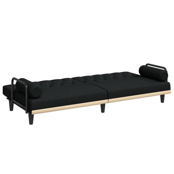 Bäddsoffa med armstöd svart tyg